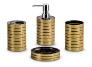 Kit Banheiro Lavabo Sabonete Liquído Escova Pasta 4 Pçs