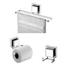 Kit Banheiro Lavabo Suporte Ventosa Cromado 3 Peças Porta Toalha Papel