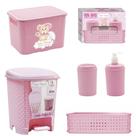 Kit Banheiro Lixeira 6L+Cxa Org 3,5L+3x1 Rosa Monte Libano