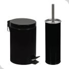 Kit Banheiro Lixeira Pedal 3L e Escova Sanitária Preto Limpeza Higiene 2 Peças Kit Banheiro Lixeira Pedal 3L e Escova Sanitária Preto Limpeza Higiene 2 Peças