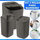 Kit Banheiro Luxo Conjunto Completo 3pçs Com Lixeira Porta Algodão E Dispenser