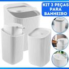 Kit Banheiro Luxo Conjunto Completo 3pçs Com Lixeira Porta Algodão E Dispenser