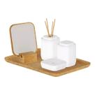 Kit Banheiro P/ Algodão Difusor Espelho Bandeja Maquiagem Ou