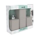 Kit Banheiro - Porta Sabonete Dispenser, Porta Escova de Dentes e Porta Algodão - Stolf