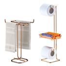 Kit Banheiro Porta Toalha Rosto + Suporte Papel Higiênico Objeto Rosé Gold - Future