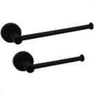 Kit Banheiro Preto Fosco Inox 304 Acessorios Lavabo Luxo 2 Peças Toalheiro Reto Papeleira Suporte Parede Porta Toalha de Rosto Porta Papel Higienico