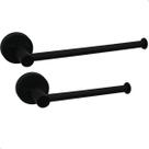 Kit Banheiro Preto Fosco Inox 304 Acessorios Lavabo Luxo 2 Peças Toalheiro Reto Papeleira Suporte Parede Porta Toalha de Rosto Porta Papel Higienico