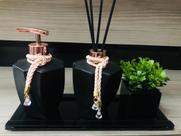 Kit Banheiro Preto Rose Gold Vaso Aroma Sabonete Bandeja