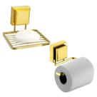 Kit Banheiro Suporte Porta Papel Higiênico Saboneteira Ventosa Dourado - Future Kit Banheiro Suporte Porta Papel Higiênico Saboneteira Ventosa Dourado - Future