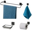 Kit Banheiro Toalheiro + Gancho + Porta Papel Higiênico + Saboneteira Preto Nero - Future