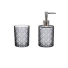 Kit Banheiro Vidro Diamond 2 Peças Dispenser Sabonete e Copo Hauskraft