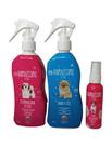 Kit Banho A Seco Desembaraçador Perfume Colônia Pet Care Cão Algodão Doce