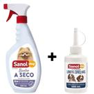 Kit Banho a seco e Higienizador limpador de orelhas para cachorro e gato Sanol Kit Banho a seco e Higienizador limpador de orelhas para cachorro e gato Sanol