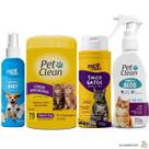 KIT Banho a Seco Gato 300ml, Lenço Umedecido 75unid Gatos, Talco Gatos e Perfume Vários Aromas Pet Clean