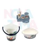 kit banho balde,bacia,kit higiene bichinhos azul - plasutil