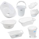 Kit banho bebe 8 peças banheira balde bacia lixeira organizador cesto saboneteira porta algodão