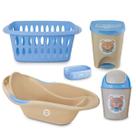 Kit Banho Bebê Banheira Saboneteira Lixeiras E Cesto Roupas Kit Banho Bebê Banheira Saboneteira Lixeiras E Cesto Roupas