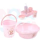 Kit Banho Do Bebe Balde,bacia, Kit Higiene Ursa Rosa - plasutil