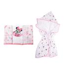 Kit Banho Do Bebe Toalha Soft + 3 Babete - Minnie