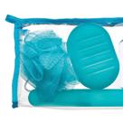 Kit Banho Esponja Saboneteira Escova Azul 4 Peças Ricca