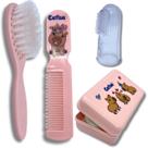 Kit Banho Infantil Rosa Com Massageador Gengiva 4 Peças