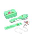 Kit Banho Luxo Escova Macia + Pente de Pontas Redondas + Saboneteira+ Prendedor de Chupeta