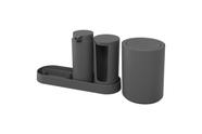 Kit banho serene 4pcs-coza preto (ganhe gratis porta escova de dente com tampa)
