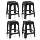 Kit Banqueta Plastica Preto Banco Banquinho Cadeira Jardim Praia Apoio 70kg