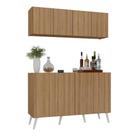 Kit Bar Armário Aéreo Aparador 4 Portas Mp1086 Rustic/branco