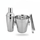 Kit Bar Bartender 3 Peças Balde, Coqueteleira E Pegador Inox