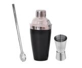 Kit Bar Coqueteleira 500ml Dosador Duplo + Colher Drinks Aço Inox 3 peças