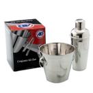Kit bar inox 3 pçs balde 1l pegador coqueteleira 500 ml