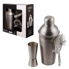 Kit Bar Inox Cinza Fosco 500ml 3 Peças Coqueteleira Coador e Dosador Kit Caipirinha Bartender Hauskraft