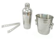 Kit Bar Inox Coqueteleira 500 Ml Balde De Gelo e Pegador 3 Peças Art House