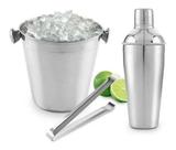 Kit Bar Inox Coqueteleira, Pegador E Balde De Gelo - LIVON