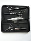 Kit Barbeiro 3 Tesouras Inox Cabelo Profissional+2 Pentes