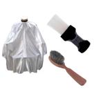 Kit Barbeiro Capa De Corte Espanador Escovinha Fade