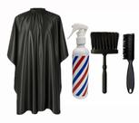 Kit Barbeiro Capa Para Corte Espanador Borrifador Escovinha