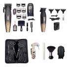 Kit Barbeiro Wmark Maquinas Gold Ng 2038 Ng 325 Tesouras Cor Preto 110v/220v