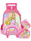 Kit Barbie Cetim Luxo Mochila Rodas + Lancheira + Estojo Box