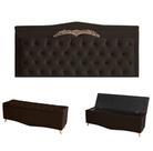 Kit Barcelona Cabeceira De Cama Painel e Calçadeira Baú King 195 Cm Suede Marrom Do Lar Móveis e Decoração