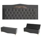 Kit Barcelona Cabeceira De Cama Painel e Calçadeira Baú Queen 160 Cm Suede Grafite Do Lar Móveis e Decoração