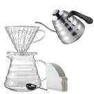 Kit Barista Profissional Cafeteira V60 Tamanho 02 com Chaleira Inox Original Pescoço de Ganso 1 Litro com 40 Filtros Kit Barista Profissional Cafeteira V60 Tamanho 02 com Chaleira Inox Original Pescoço de Ganso 1 Litro com 40 Filtros