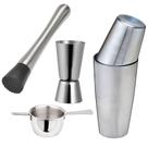 Kit barman - coqueteleira - 2 dosadores - socador de frutas