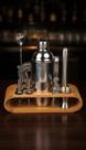 Kit Bartender 12 Peças Aço Inox com Suporte Bambu