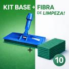 Kit Base Articulada Mop + Fibras 250x100mm Para Verde Limpeza Geral / Branca Para Superfícies Delicadas Kit:10 Verde + 1