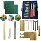 Kit Base de Corte 45x30 Cartonagem Encadernação Esquadros Gabaritos Estilete de Precisão Régua 30cm Dobradeira Vincador