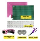 Kit Base De Corte 60x45 Duas Cores Verde Rosa Régua 15x60 Tesoura de Titânio Cortador 45mm 2 Laminas
