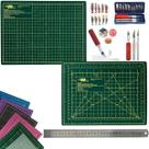 Kit Base de Corte A4 30x22cm Multiuso Costura Artesanato Patchwork Desenho Jogo Estilete Precisão 13 Peças Regua Metal 30cm