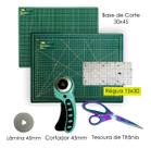Kit Base De Corte Iniciante 45x30 Dupla Face Régua 15x30 Tesoura de Titânio Cortador 45mm Disco
